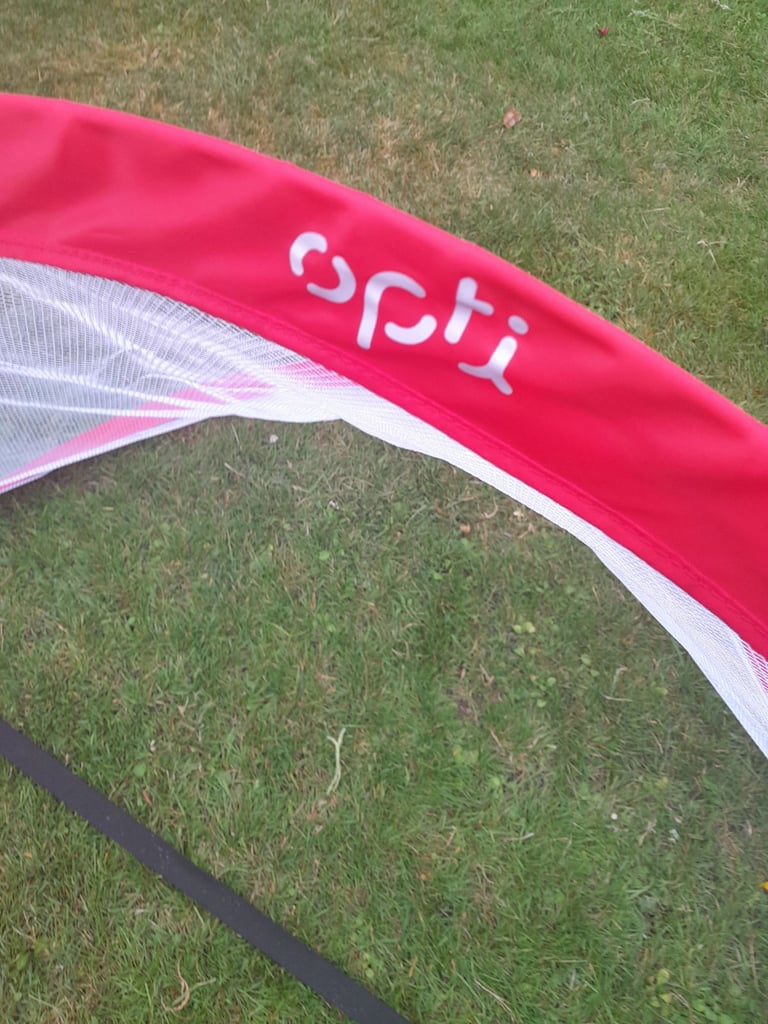 Twin portable pop up football by opti at Argos.  Plus storage bag and box