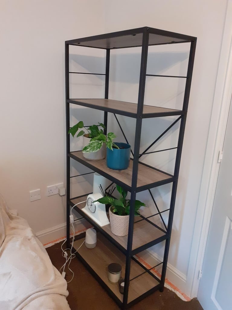 Wrought Iron and Wood Effect Etagere Bookcase