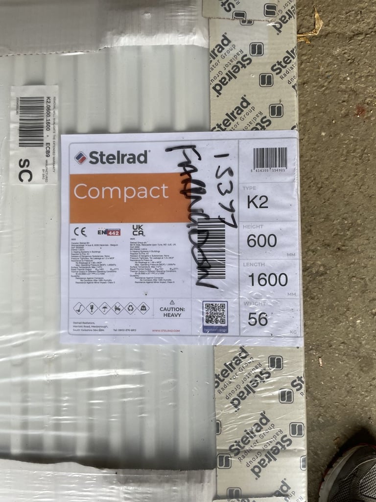Stelrad Compact K2 600x1600 Radiator – White  BRAND NEW