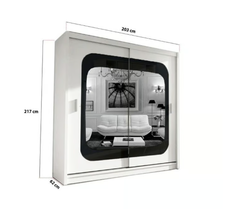 Brand New - Chelsea Mirror Sliding Door Wardrobe - Black/White- SAME/NEXT DAY DELIVERY