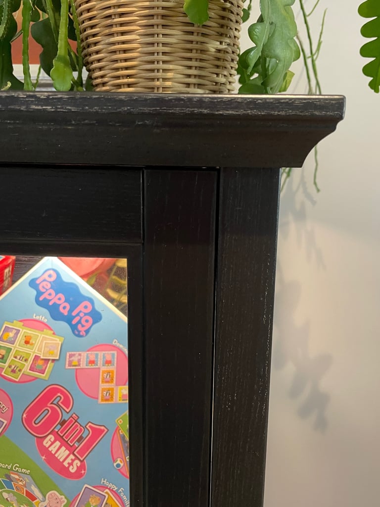 IKEA display cabinet storage, in black, with sliding door