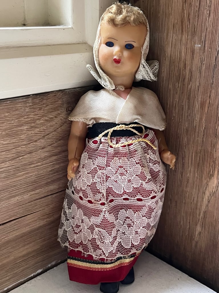 Vintage 1950's Belgian Celluloid Costume Doll  National Dress  18cm – Needs TLC