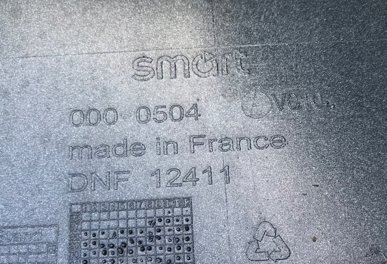 Smart Fortwo 450 LH / Passenger door panel - grey metallic - from a '55' reg car