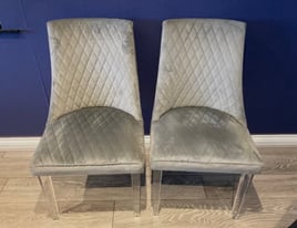 Grey Velvet Dining Chairs Clear Acrylic Legs