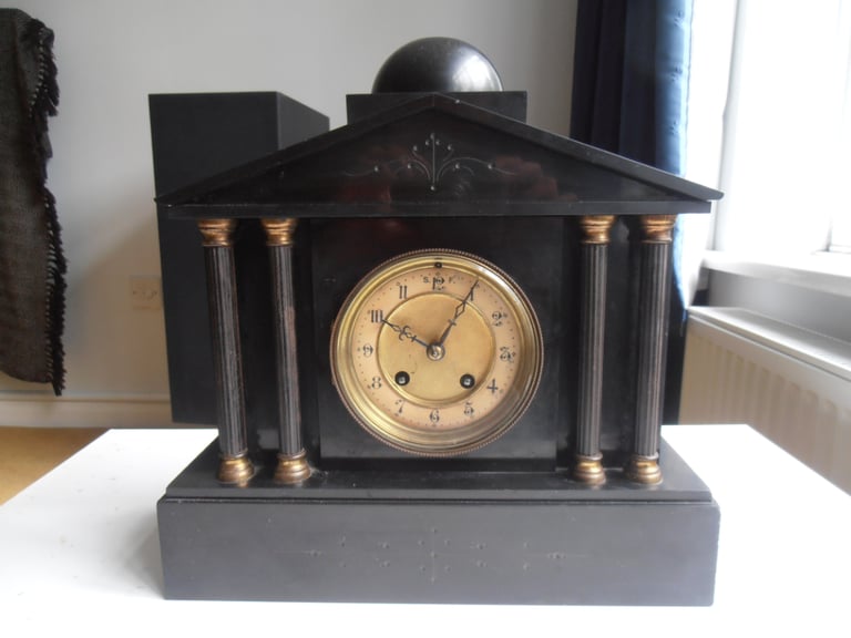 image for Clock - Slate Mantel clock, antique and very heavy. 