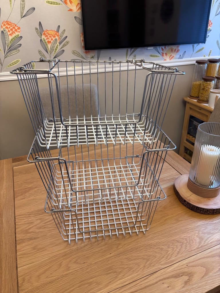 image for 3 x stacking storage baskets 