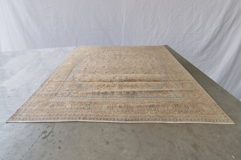 Hand-Knotted Persian-Style Rug – Sand & Sky Blue – RRP £2,859