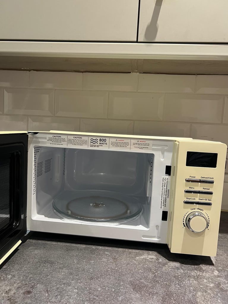 Russell Hobbs Microwave + Breville kettle and toaster bundle in Cream and Stainless Steel