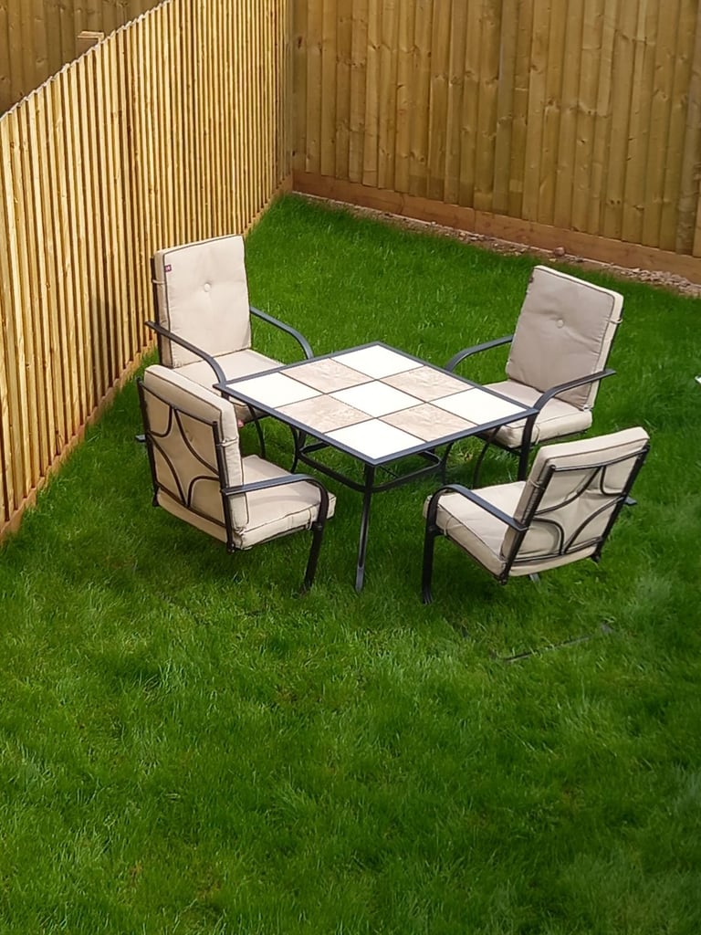 image for The Range 4 seater table with 4 chairs extra thick cushions