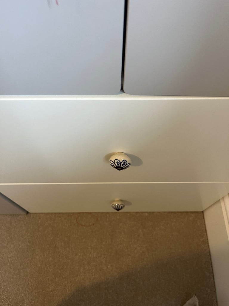 A Set of IKEA SMÅSTAD Wardrobe in Grey/White