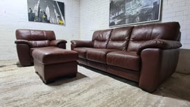 Dfs ®️ Italian Leather 3 Seater Sofa & Armchair + Foot Stool