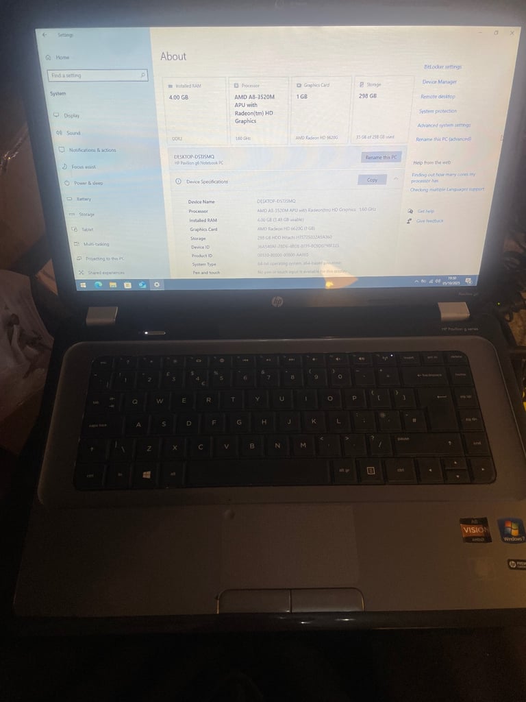 HP pavilion G6 laptop windows 10