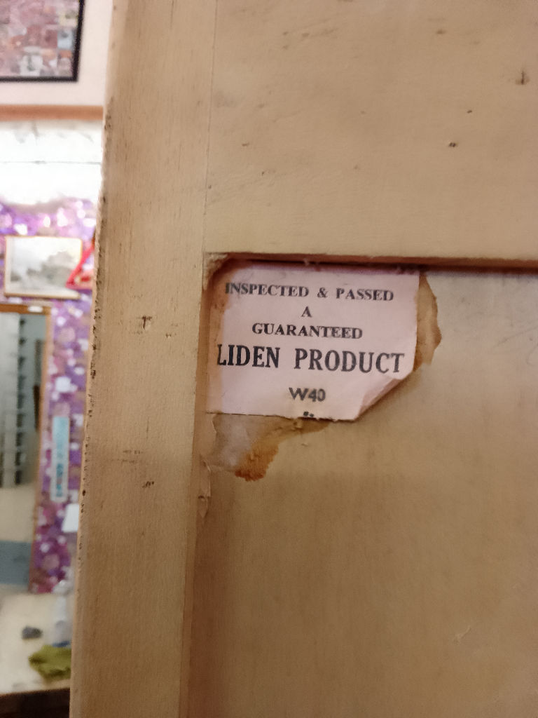 Vintage Pantry Cupboard. Could be used as a linen/haberdashery cupboard. Tan/caramel in colour.