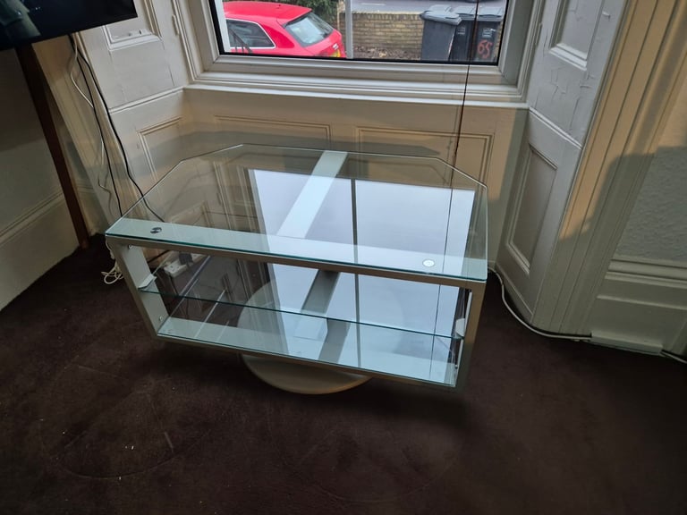 IKEA SVIND Swivelling TV/Audio Table Stand/Bench (steel/glass - heavy duty)