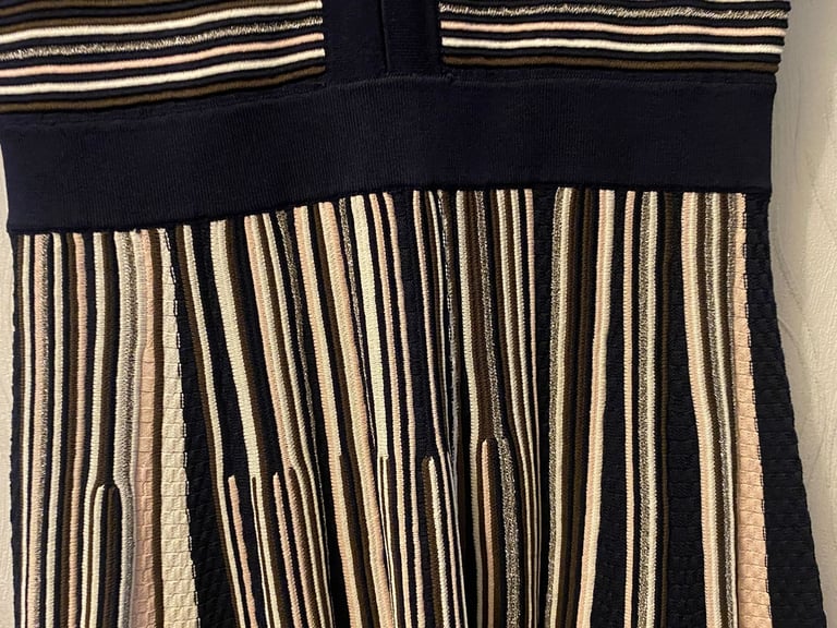 TED BAKER SPECIAL OCCASION DRESS - SIZE 1 SILVER/NAVY/WHITE/PINK