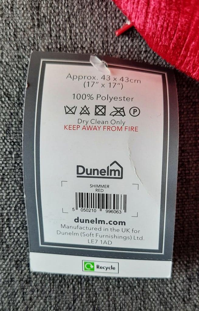 4 New Red Cushions from Dunelm Mill, 43x43cm, 17x17", Velour, Slight Shimmer, RRP £8+£5 each