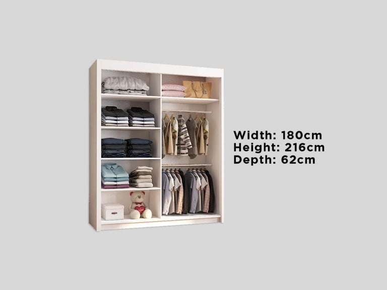 Brand New - Chicago Mirror Sliding Door Wardrobe - Grey - SAME/NEXT DAY DELIVERY
