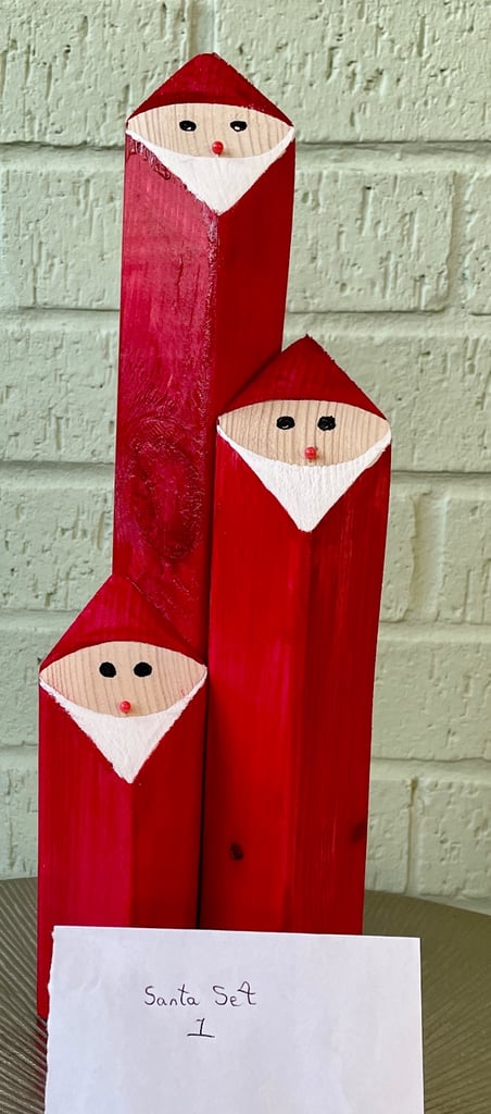 Set of 3 Home Made Christmas Santas Festive Decorations Xmas Present A