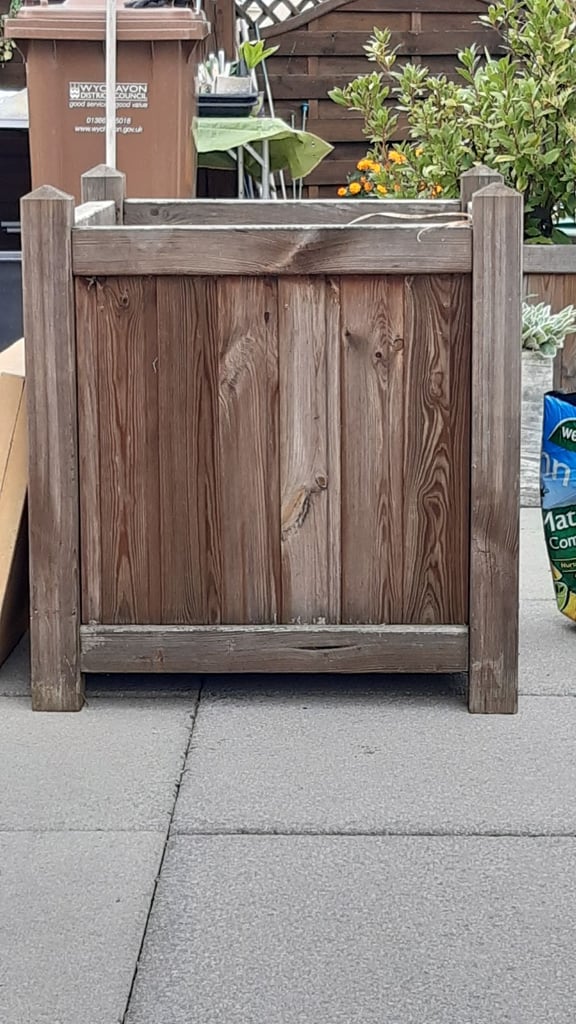 image for Large Solid Wooden Square Planter