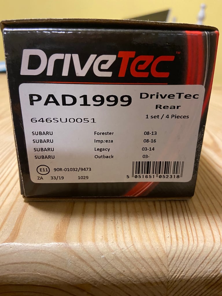 Subaru rear Brake Pads Drivetec PAD1999, 646SU0051