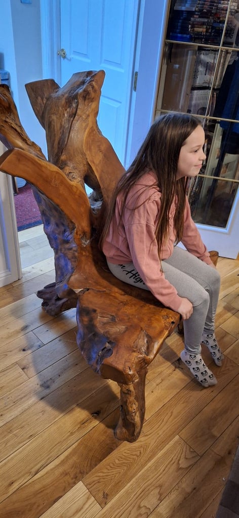Hand Carved, Heavy, Solid, Wooden Statement Chair
