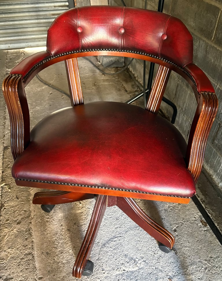 image for Leather captains/ office chair on castors 