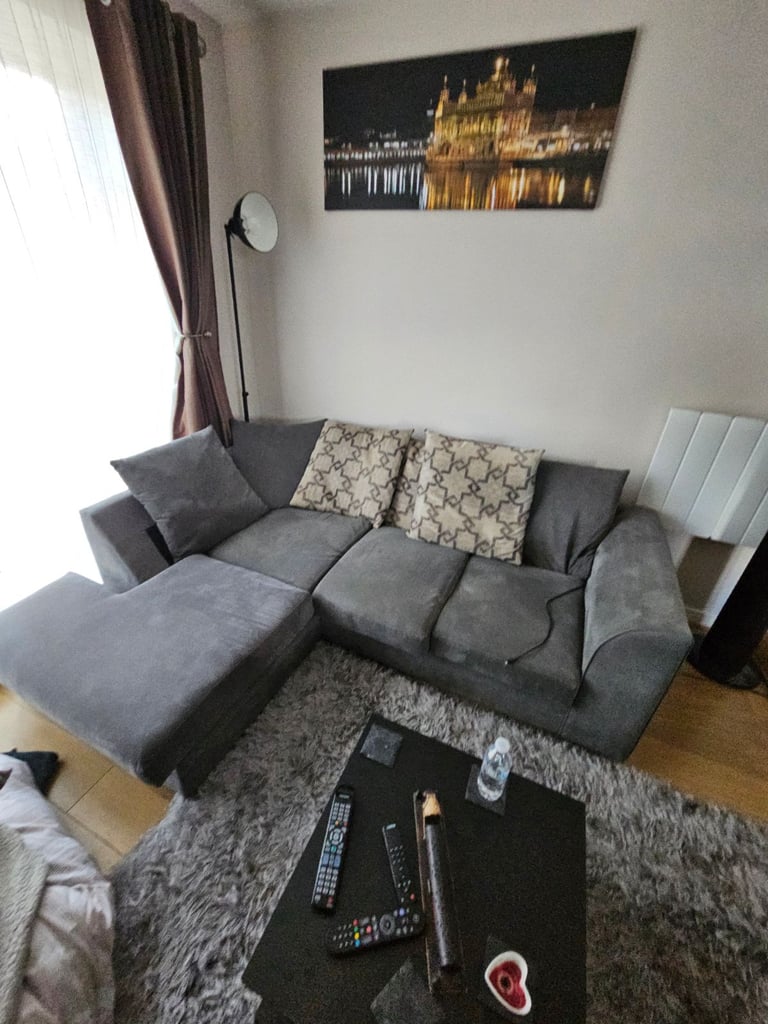image for Grey corner sofa with cushions 