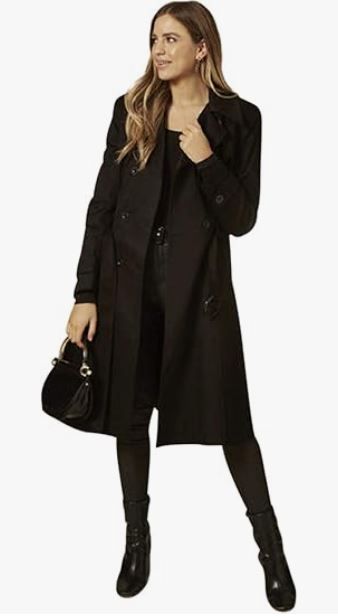 Anastasia - Black Women's Spring Belted Trench Coat Size 14 BRAND NEW WITH TAGS