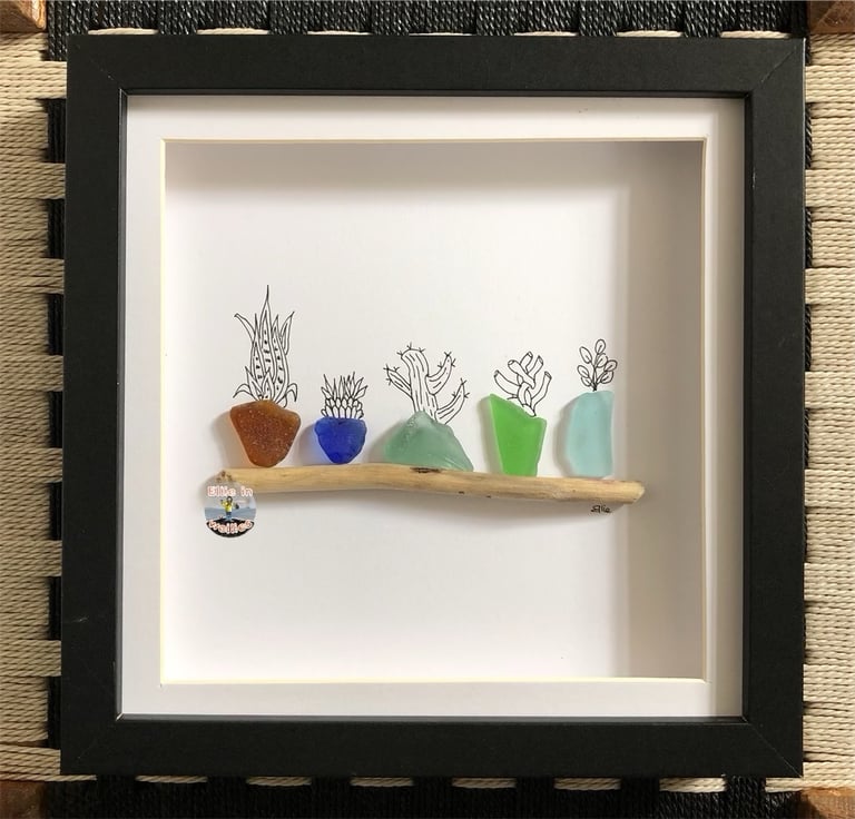 image for Handmade sea glass house plant gift 🎁 