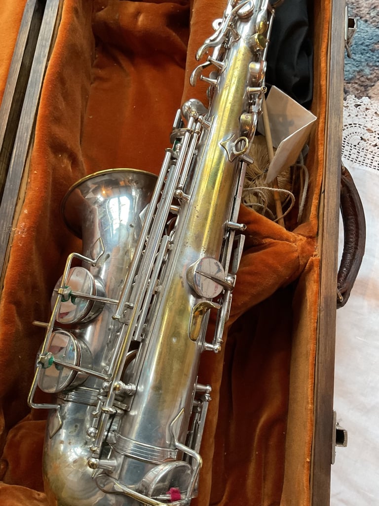 VINTAGE JEROME THIBOUVILLE LAMY ALTO SAXOPHONE + HARD CASE.