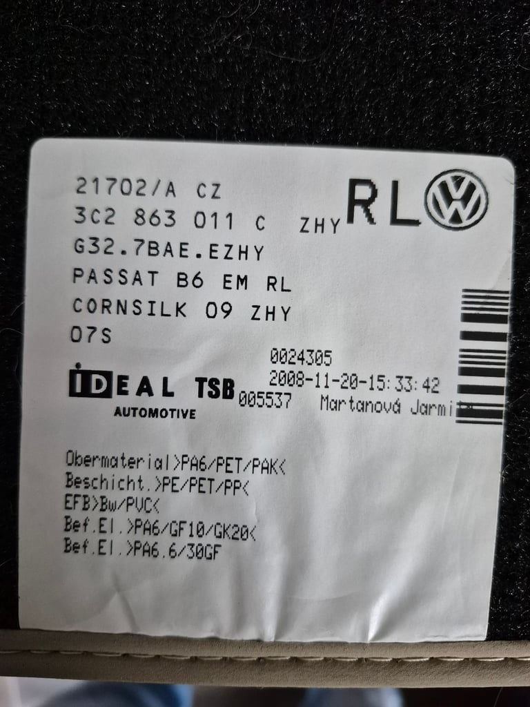 Original floor mats vw passat