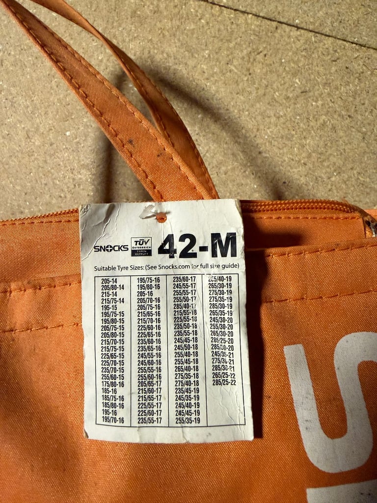 Snocks snow socks - size 42-M - see picture for tyre sizes