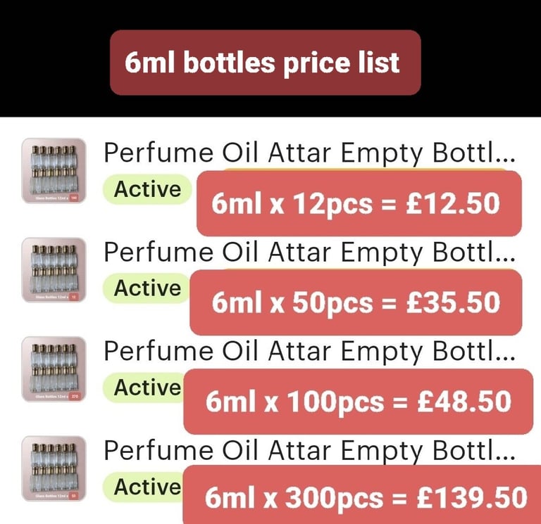 OIL PERFUME BOTTLES (empty)