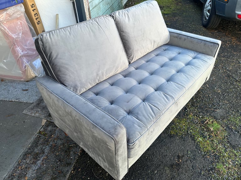 2 seater grey plush sofa 