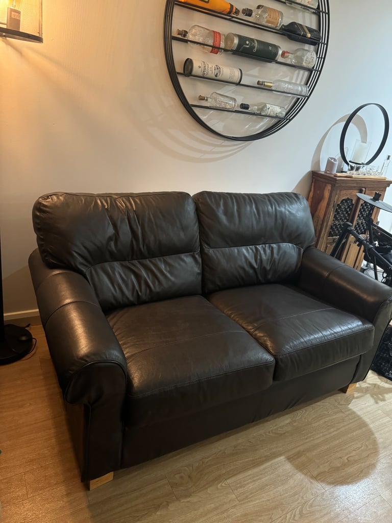 Black Faux Leather 2-seater sofa - great condition