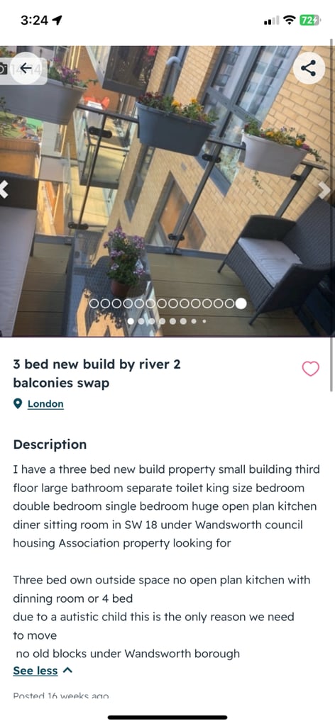 Huge 3 bed new build apartment sw18