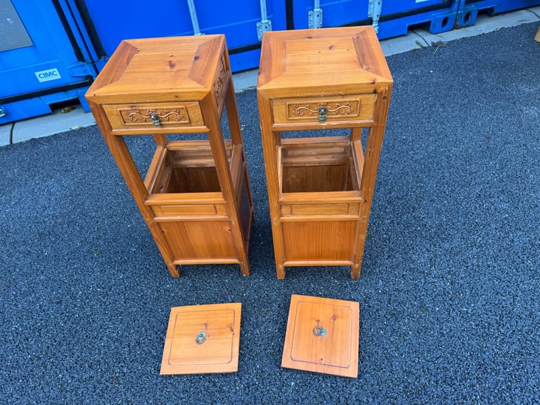Solid Wood oriental Bedside Cabinets Possible Delivery 31 x 31 and 83 high