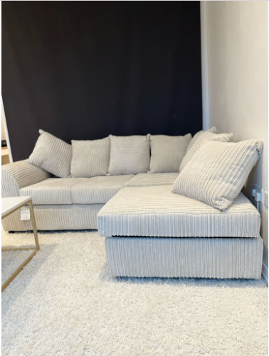 image for Brand New Dylan L Shape corner Sofa Set in Cream Colour - SAME/NEXT DAY DELIVERY