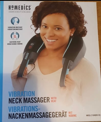 HoMedics Comfort Foam Vibration Neck Massager with Heat, NMSQ-216H-2,  2-Speeds