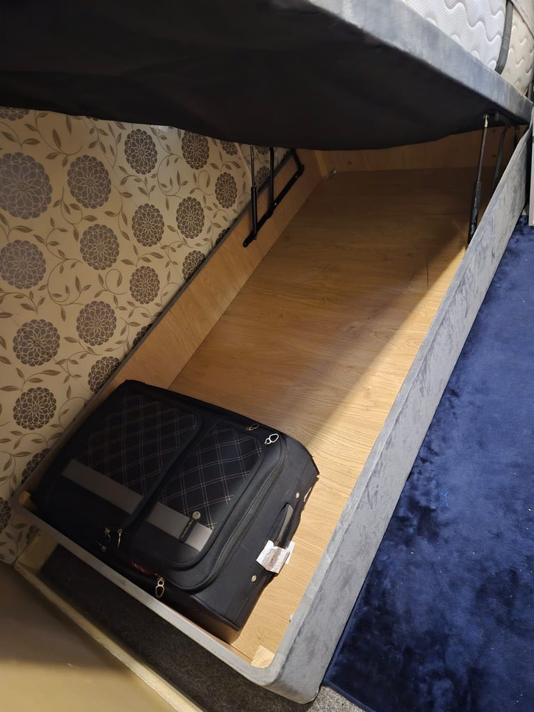 image for Grey ottoman bed single with spring mattress £70 gone today 