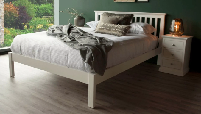 image for Wooden Bedframe – Off-White – Assembled but Unused – £280