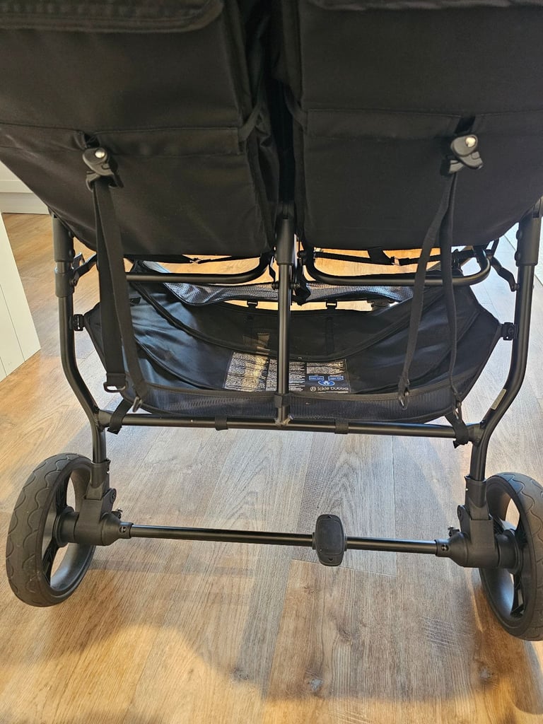 Ickle Bubba Venus Prime Double Stroller Pram with Bassinet Black