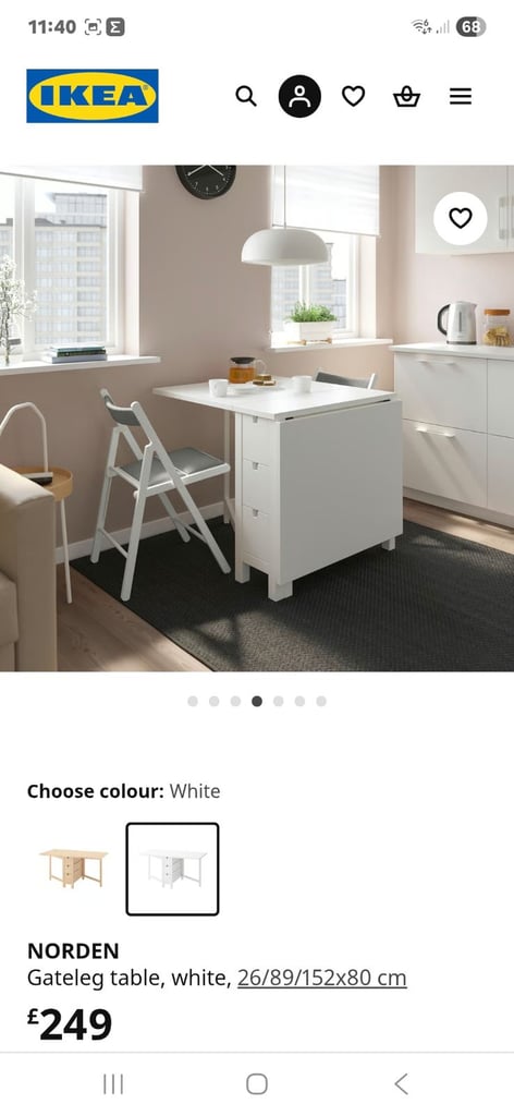 White dropleaf extending table