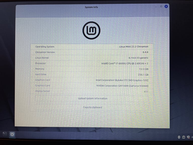 Dell 5480 laptop - i7 / 16GB - Linux Mint