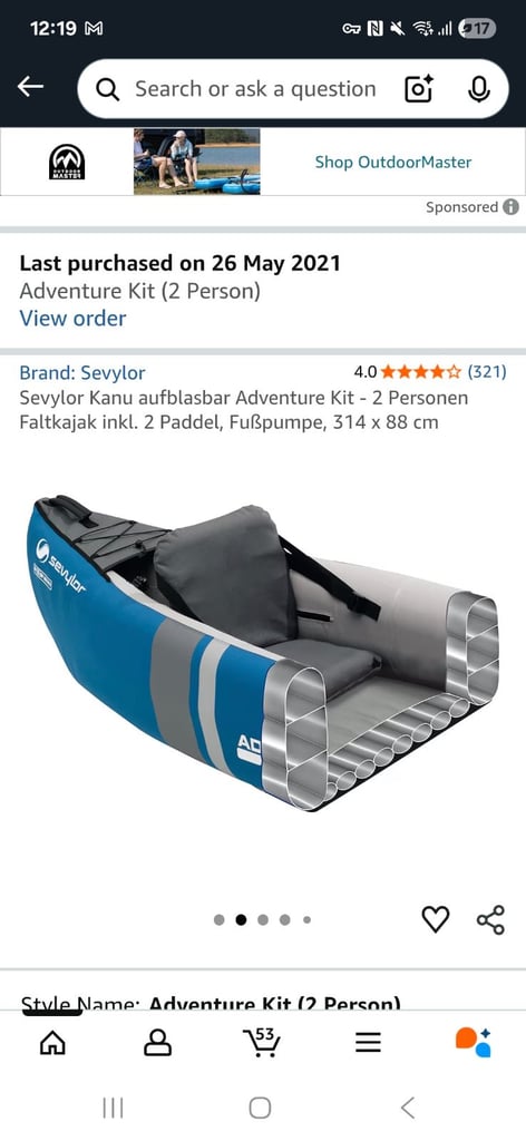 Inflatable 2 man canoe 