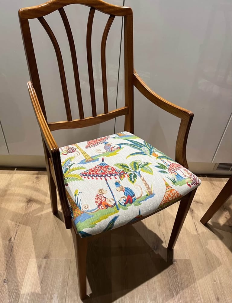 image for Newly upholstered carver chair mid century 