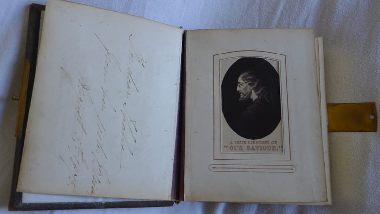 LEATHER BOUND ANTIQUE VICTORIAN PHOTO ALBUM. POSSIBLE JOHN GALSWORTHY CONNECTION