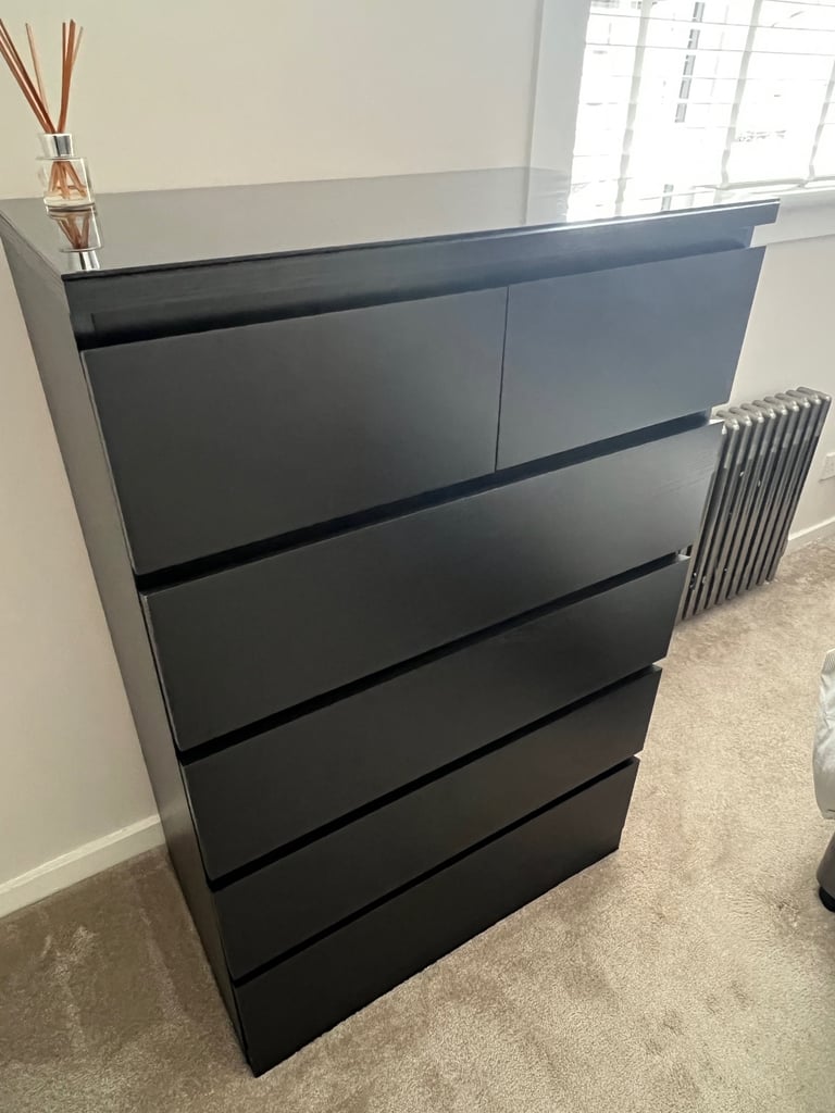 Ikea Malm Chest of Drawers with Glass Top