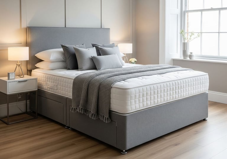 Pocket sprung mattress divan bed with storage, all sizes available UK fast delivery