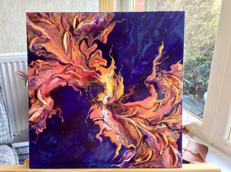 image for Vibrant original acrylic painting,  abstract textured Artwork 